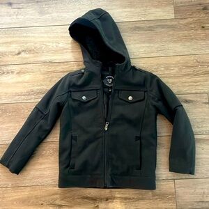 Coat with lined hood wool exterior